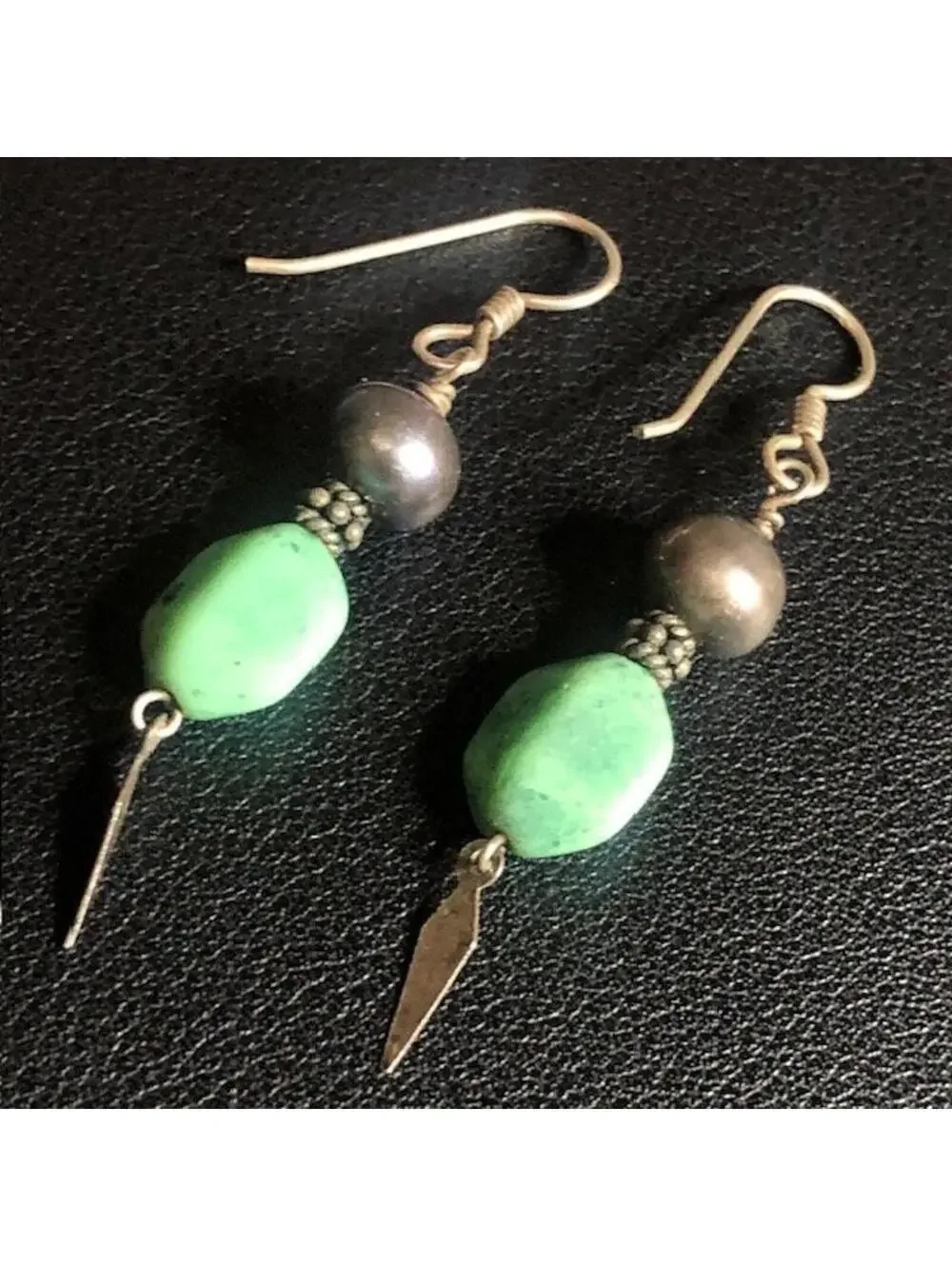 B4458 Sterling Silver *unmarked Dangle Earrings 1.75